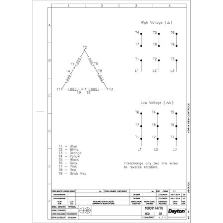 Dayton 3-Phase General Purpose Motor, 2 HP, 56HC Frame, 230/460V AC Voltage, 3,510 Nameplate RPM 31LH69