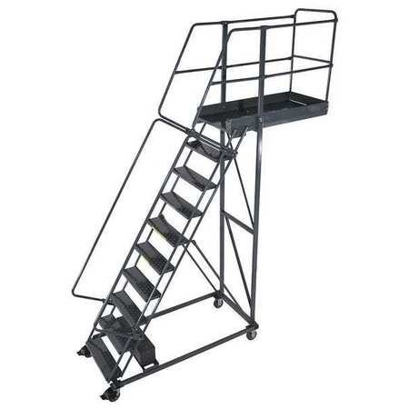 BALLYMORE 142 in H Steel Cantilever Rolling Ladder, 10 Steps, 300 lb Load Capacity CL-10-35