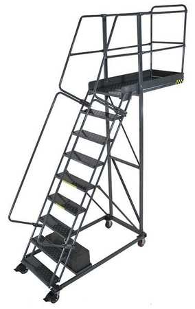 BALLYMORE 132 in H Steel Cantilever Rolling Ladder, 9 Steps, 300 lb Load Capacity CL-9-35