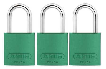 ABUS Lockout Padlock, KA, Green, 2-17/32"H, PK3 72/30 KA X 3