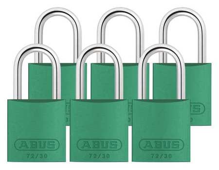 ABUS Lockout Padlock, KA, Green, 2-17/32"H, PK6 72/30 KA X 6