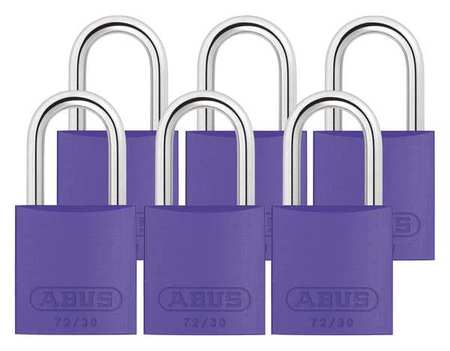 ABUS Lockout Padlock, KA, Purple, 2-17/32"H, PK6 72/30 KA X 6