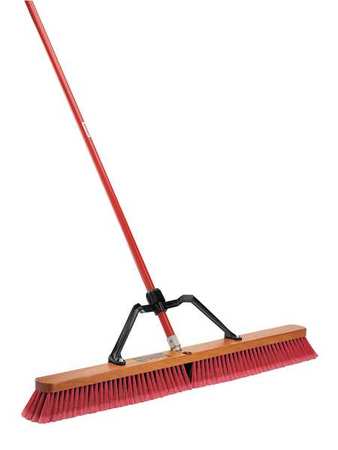 Libman 36 in Sweep Face Push Broom, Black, Red, 60 in L Handle 1101003