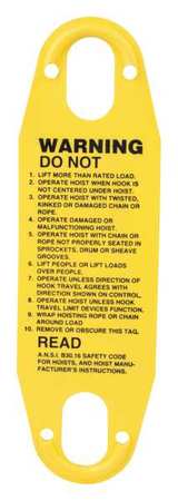 BUDGIT HOISTS Warning Label Pushbutton 22559401