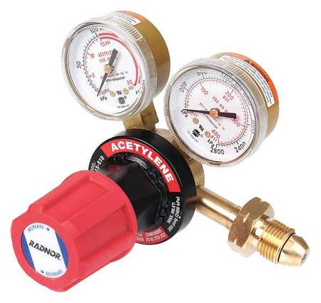 RADNOR Gas Regulator, Single Stage, CGA-510, 2 to 15 psi, Use With: Acetylene RAD64003030