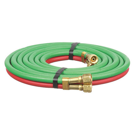 Radnor Twin Welding Hose, 1/4 dia, 25 ft, Grd RM RAD64003310