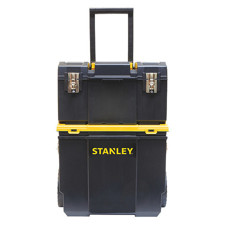 Stanley Stanley Rolling Tool Box Set, 2 Drawer, Black, Plastic, 11 in W x 18-1/2 in D x 25 in H STST18613