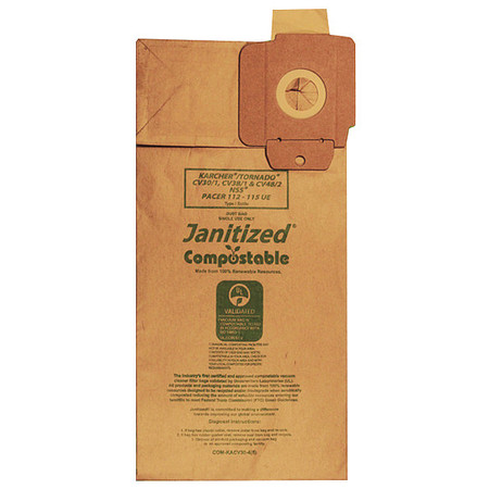 JANITIZED Compostable Filter Bag, Karcher CV30, PK5, 4-Ply, Vacuum Filter, 5 PK COM-KACV30-4(5)