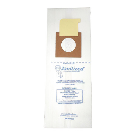 JANITIZED Vaccum Filter Bag, 2-ply, Micro Filter, 3 PK JAN-HVY-2(3)