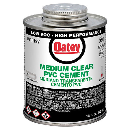 OATEY Cement, Brush-Top Can, 16 fl oz, Clear 31019V