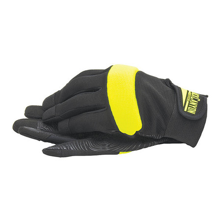 BLACKCANYON OUTFITTERS Silicone Hi-Vis Coated Gloves, Palm Coverage, Black/Yellow, L, PR BHG621L