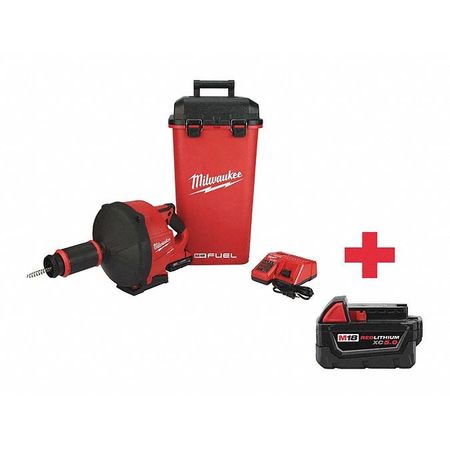 MILWAUKEE TOOL 50 ft Cordless Drain Cleaning Machine, 18V 2772A-21, 48-11-1850