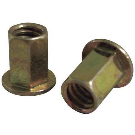 Zoro Select Rivet Nut, 5/16"-18 Thread Size, 0.577 in Flange Dia., 0.562 in L, Steel, 10 PK CFH2-3118-105T-10