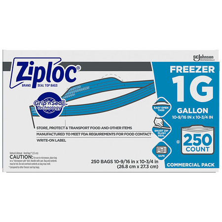 Ziploc Slide Seal Reclosable Bag 10-9/16" x 10-3/4", 2.6 mil, Clear, Pk250 682258