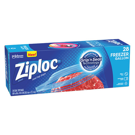 Ziploc Slide Seal Reclosable Bag 10-9/16" x 10-3/4", 2.6 mil, Clear, Pk28 314445