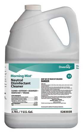 DIVERSEY Cleaner and Disinfectant, 1 gal. Pail, Unscented, Blue-Green, 4 PK 5283038