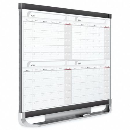 Quartet 24"x36" Magnetic Melamine Calendar Planning Board, White/Tan/Red 4MCP23P2