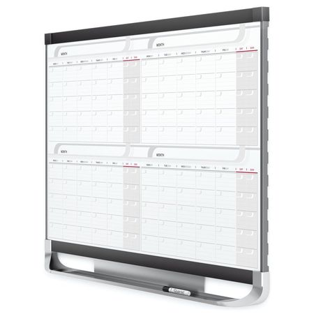 Quartet 24"x36" Magnetic Melamine Calendar Planning Board, White/Tan/Red 4MCP23P2