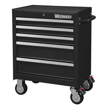 Westward WESTWARD Rolling Tool Cabinet, 7-Drawers, Gloss Black, 27" W x 19" D x 39.5" H 32H889