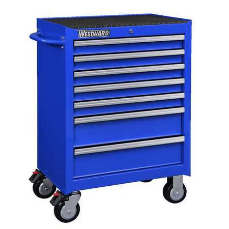 Westward WESTWARD Rolling Tool Cabinet, 7-Drawers, Powder Coated Blue, 27" W x 19" D x 39.5" H 32H890