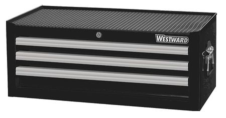 Westward WESTWARD Intermediate Chest, 3-Drawers, Powder Coated Black, 26.5" W x 17" D x 10.5" H 32H849