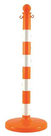 ZORO SELECT 2.5" Diameter Striped Stanchion - Safety Orange / White, 6 pk 96422-6