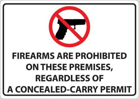 ZING Sign, Firearms Prohibited, 10X14", Plastic 2826