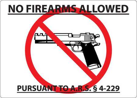 ZING Arizona Concealed Carry Sign, 10 in Height, 14 in Width, Aluminum, Rectangle, English 2800A