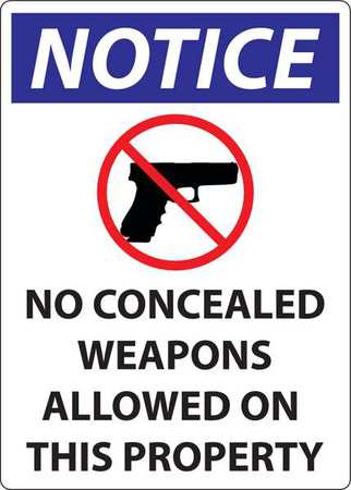 ZING Missouri-Wisconsin Concealed Carry Sign, 14 in Height, 10 in Width, Aluminum, Rectangle, English 2803A