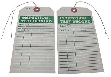 Badger Tag & Label Inspection/Test Record Tag, 3 in. W, PK25 120