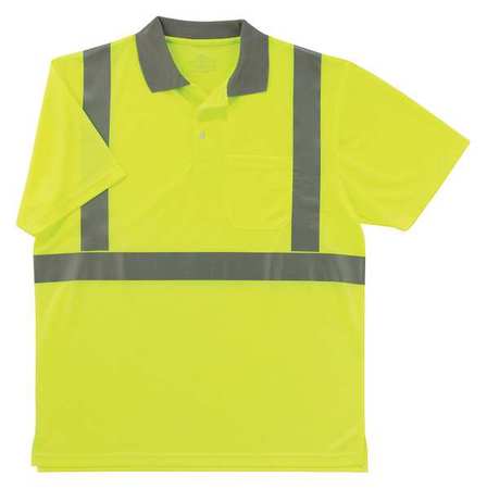 GLOWEAR BY ERGODYNE 2XL Polyester Polo Shirt, Lime 21646