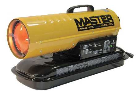 Master Kerosene Forced Air Heater, 45,000 BtuH, Kerosene/Diesel, 170 cfm MH-45-KFA