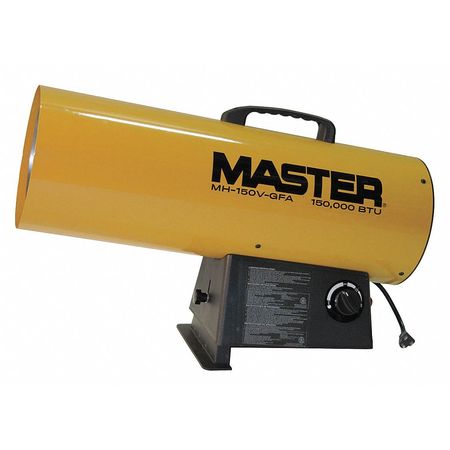 MASTER Forced Air Heater, Liquid Propane, 150,000 BtuH, 400 cfm, 9 7/64 in Wx 150VMHD-GFA