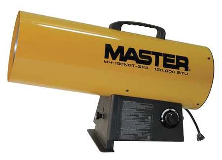 Master Forced Air Heater, Natural Gas, 150,000 BtuH, 435 cfm, 9 7/64 in Wx MH-150NGT-GFA