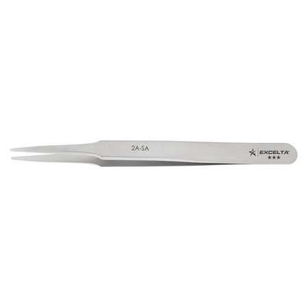Excelta Tweezer, Flat, 4-3/4 in. L, SS, 1/16 in. Tip 2A-SA
