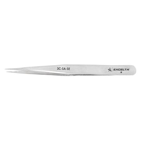 EXCELTA Tweezer, Fine, 4-1/4 in. L, SS 3C-SA-SE