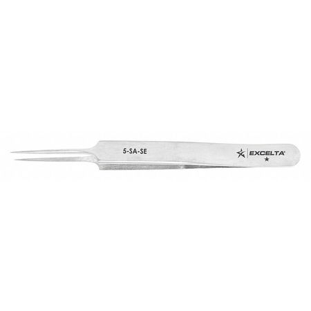 Excelta Tweezer, Very Fine, 4-1/4 in. L, SS 5-SA-SE