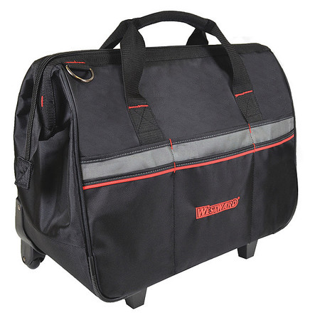 Westward Bag/Tote, Rolling Tool Bag, Black, Polyester, 21 Pockets 32PJ39