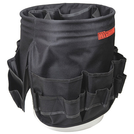 Westward Bucket Bag, Bucket Tool Organizer, Black, Polyester, 55 Pockets 32PJ51