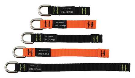 ERGODYNE Web Tool Tails, 2 1/2 in to 8 1/2 in, Black/Orange 3700