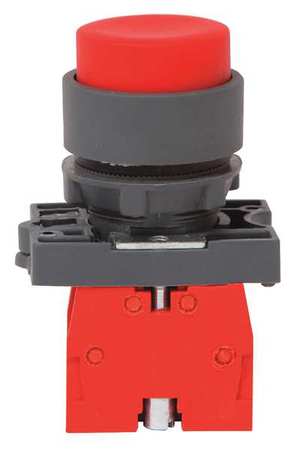 DAYTON Non-Illuminated Push Button, 22 mm, 1NC, Red 32UK48