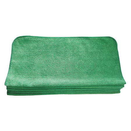 TOUGH GUY Microfiber Cloth Wipe 16" x 16", Green, 12PK 32UV11