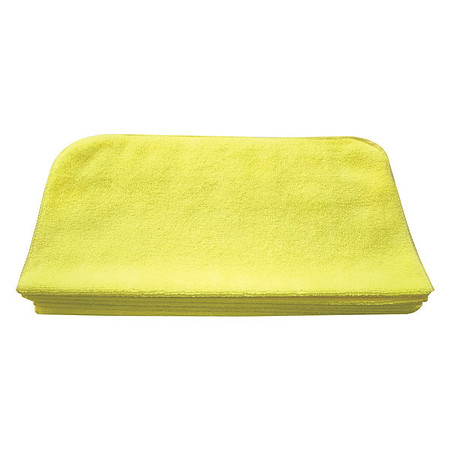 TOUGH GUY Microfiber Cloth Wipe 16" x 16", Yellow, 12PK 32UV12