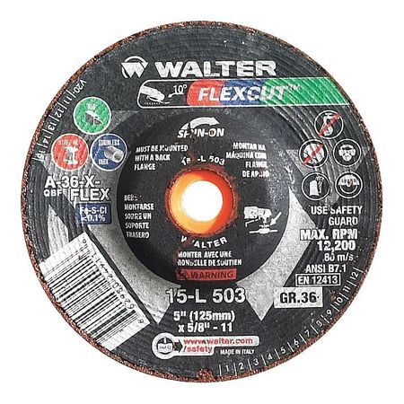 WALTER SURFACE TECHNOLOGIES Depressed Center Grinding Wheel, 0.125 in Thick, Aluminum Oxide 15L460