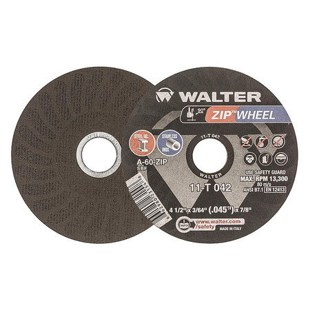 WALTER SURFACE TECHNOLOGIES Cut-Off Wheel, T1, 4-1/2x3/64x7/8 11T042