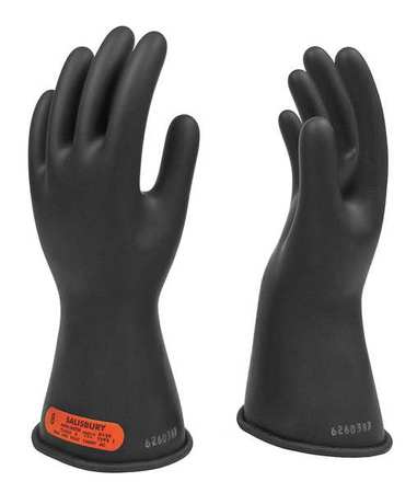 SALISBURY Lineman Gloves, Class 0, Black, Sz 8-1/2, PR E011B/8H