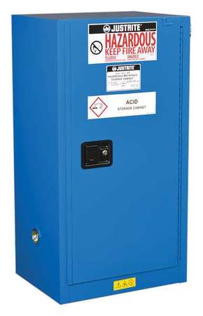JUSTRITE Hazard Material Safety Cabinet, 15 gal., Blue 861528