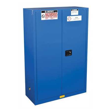 JUSTRITE Haz Material Safety Cabinet, 45 Gal, Blue 864528