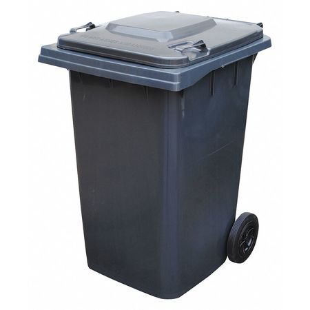 Vestil 95 gal Square Trash Can, Gray, Lift Up, HDPE TH-95-GY