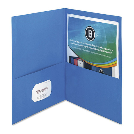 BUSINESS SOURCE Folder, 2-Pocket, Letter, Blue, PK25 78491